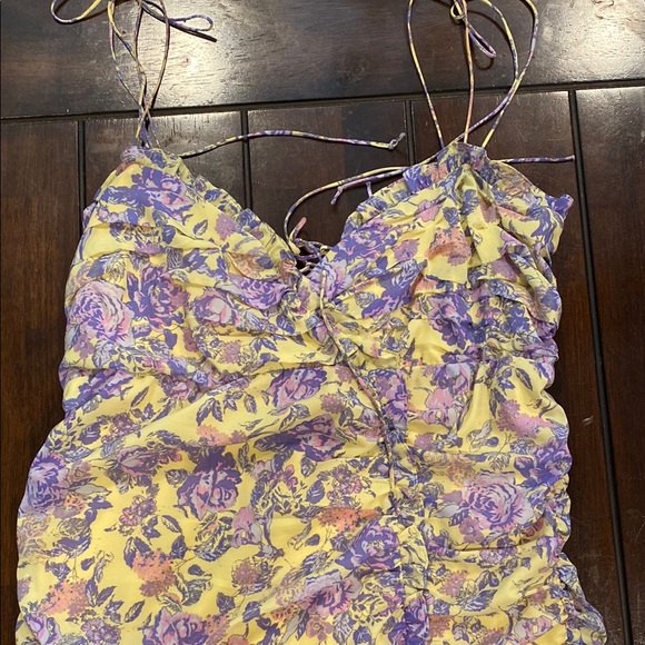 For Love And Lemons | Floral Yellow and Purple Mini Dress - Picture 4 of 8